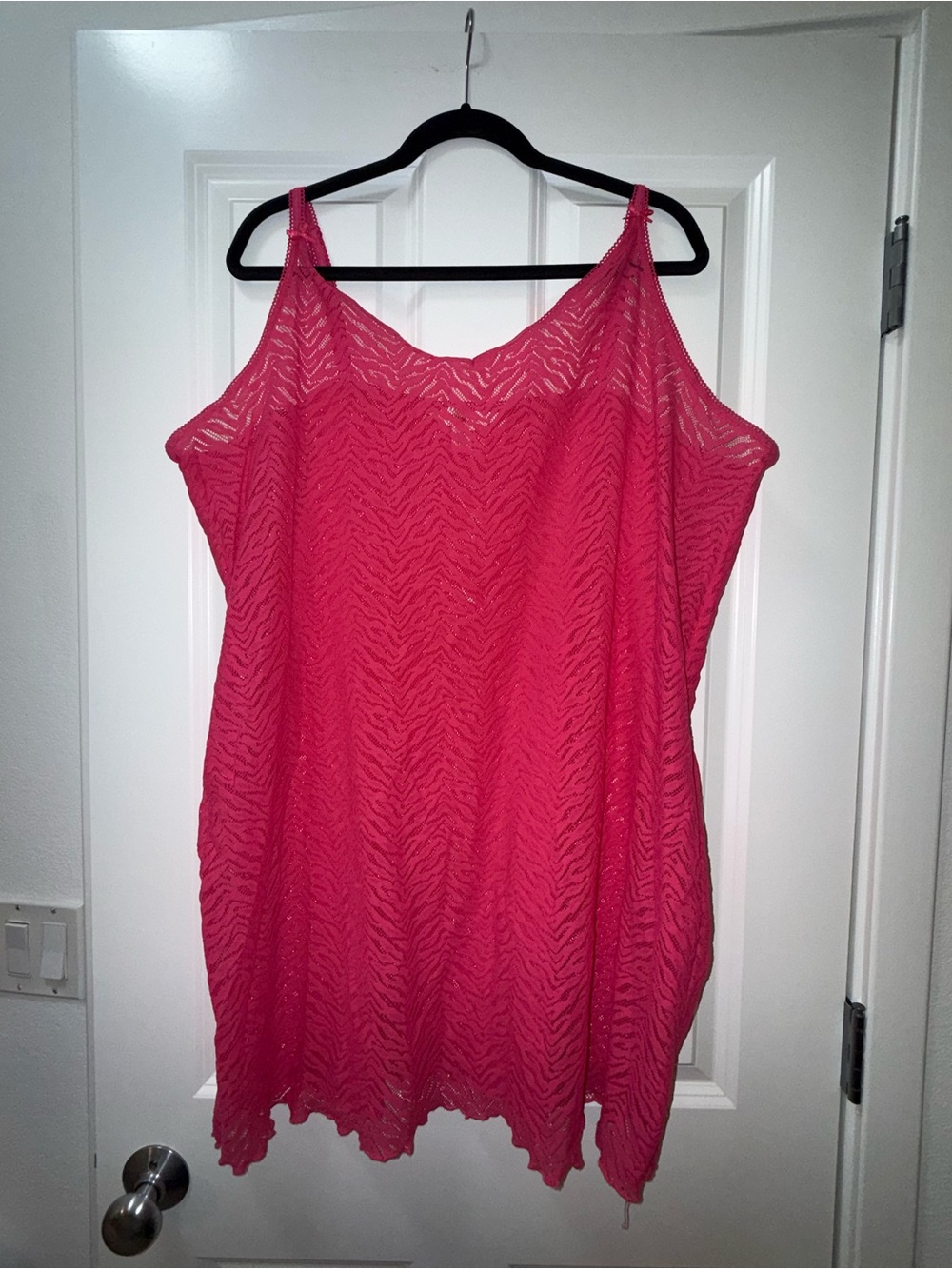 Avenue Bright Pink Sheer Overlay Chemise
